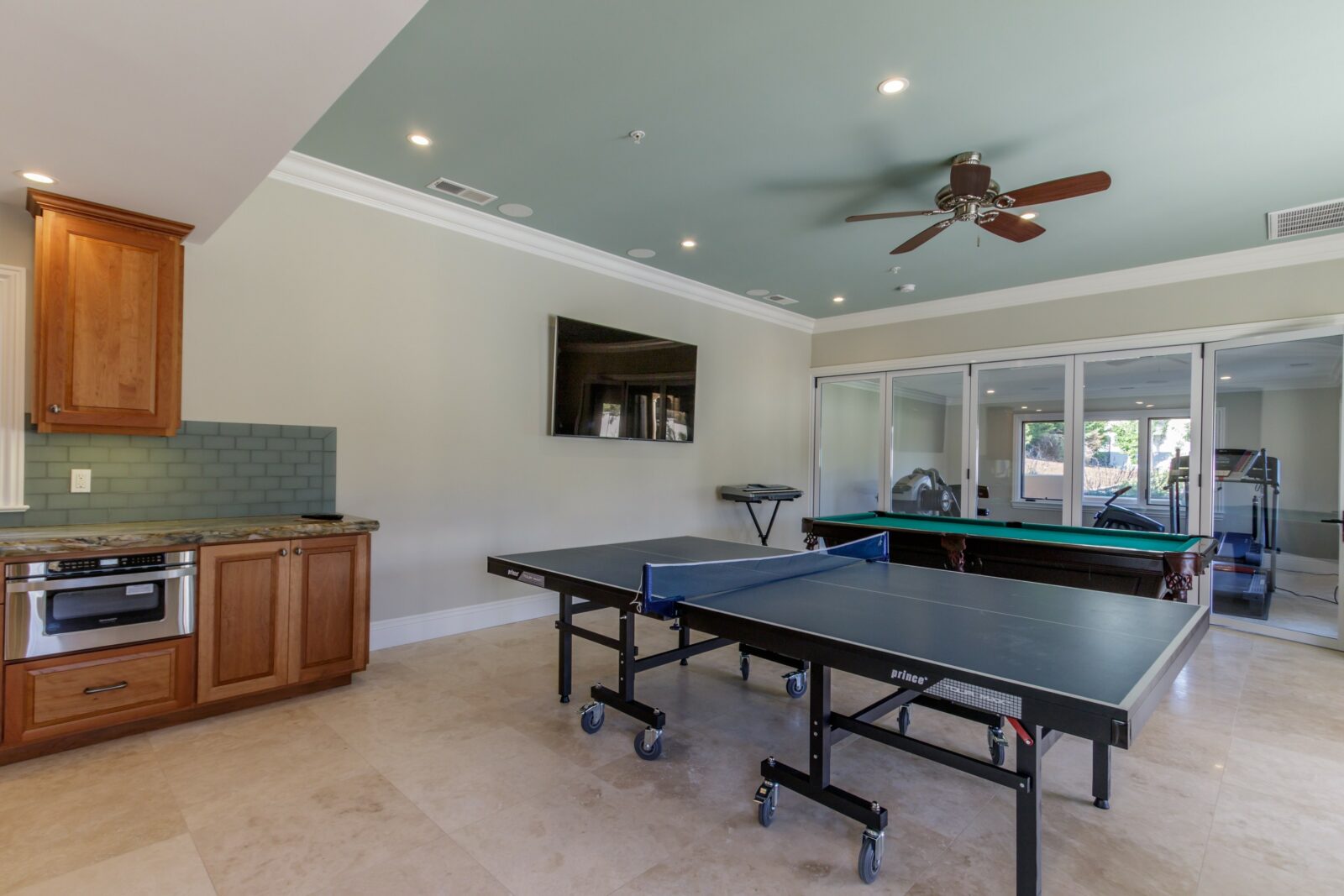 Custom Game Room designed in Cupertino with Table Tennis