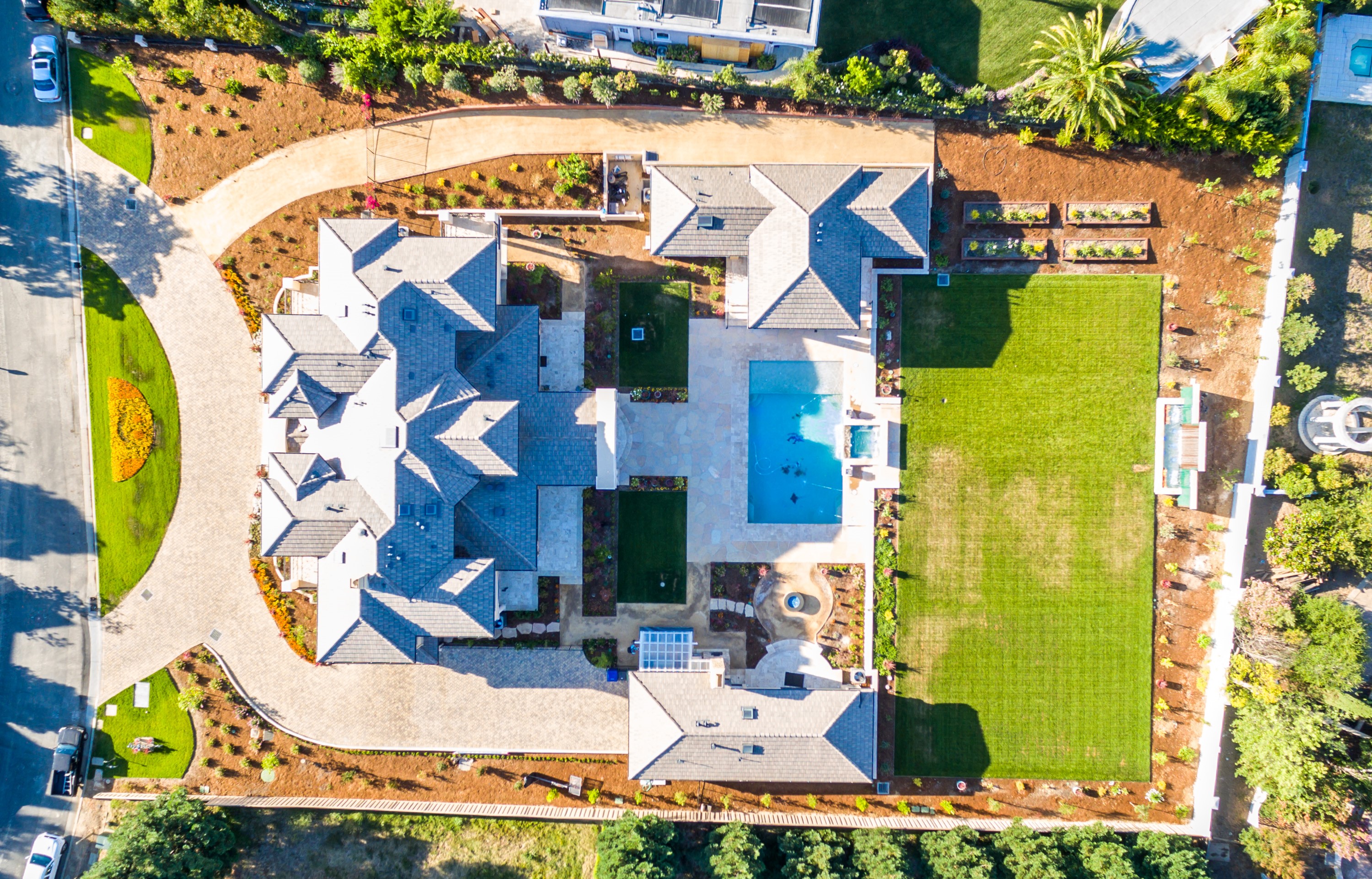 Top view of luxurious home built by Silicon Valley Builders